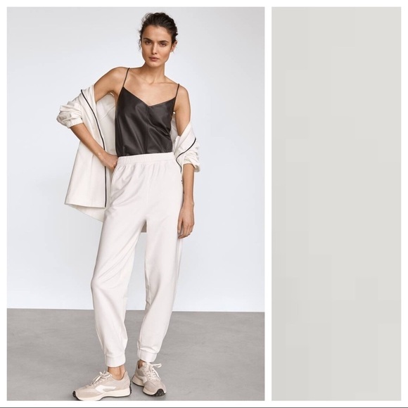 NWT. Massimo Dutti White Cotton Jogging Fit Trousers. Size S. - Picture 1 of 8